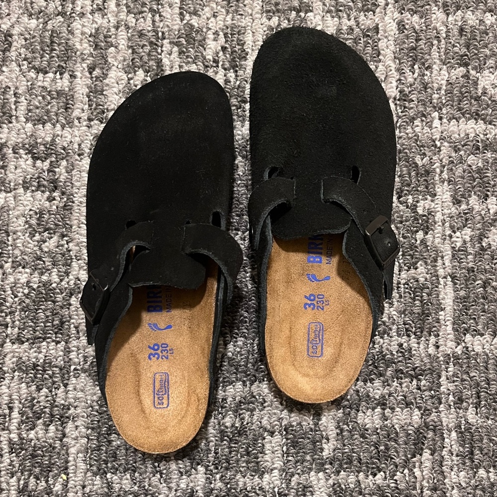 Birkenstock soft footbed black suede unisex EU 36 (5-5.5 narrow)